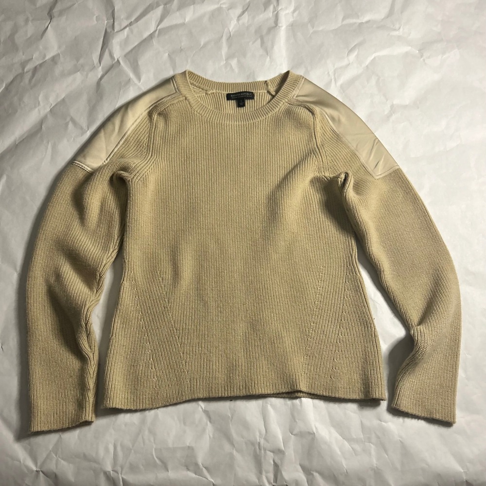 Banana Republic Washable Merino Blend Crewneck Knit Sweater Tan Size L